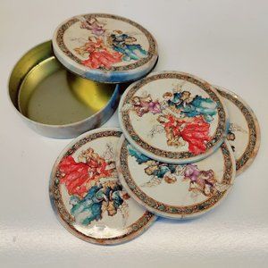 4/$20Vintage Angel Coasters Cork Back in Tin Set of 4 1996 Pictura Cottagecore